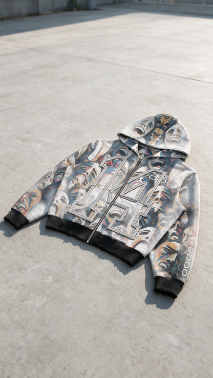 "DISTORTED REALITY" HEAVYWEIGHT ZIP HOODIE