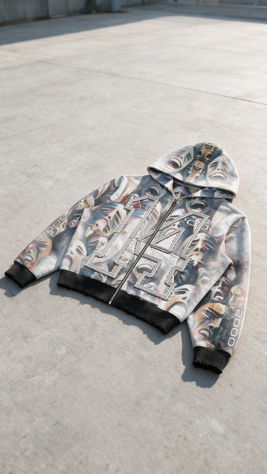 "DISTORTED REALITY" HEAVYWEIGHT ZIP HOODIE